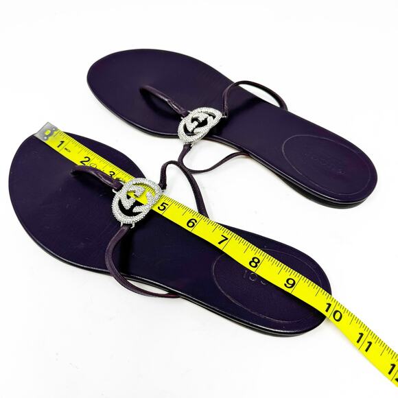 GUCCI Plum Purple GG Silver Crystal Logo Monogram Designer Vintage Sandals US 8 - Picture 12 of 12